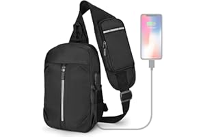 sprecenk Borsello Uomo Tracolla, Leggero Borsa a Tracolla Impermeabile de Uomo Sling Bag Regolabile Zaino Monospalla Uomo e Donna Crossbody Bag con Porta di Ricarica USB, Nero