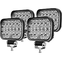 4x Faretti LED Da Lavoro 27W 12V/24V – Rotondi, Flood Beam, IP67, Alluminio Nero