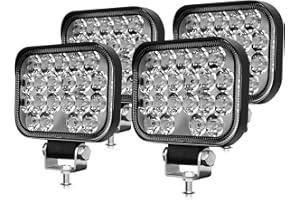 ‎YUGUANG YUGUANG LED Arbeitsscheinwerfer, 4 X 48W Quadrat LED Offroad Zusatzscheinwerfer 12V 24V Scheinwerfer IP67 Wasserdicht Rückfahrscheinwerfer für LKW Traktor SUV, UTV, ATV.
