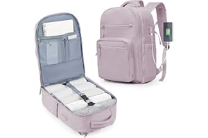 BOXSAM Large Travel Backpack for Women Men, 14 Inch Laptop Backpack Flight Approved Carry on Waterproof Weekender Overnight Bag Casual Daypack with USB Charging Port