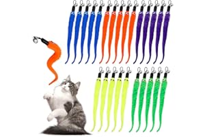 YIUWOD Lot de 20 PièCes Jouet pour interactif - Jeux pour Chat - Canne à PêChe Chat - Rechange avec Clochettes pour Le Dressage des Chatons et Les Jeux D'IntéRieur