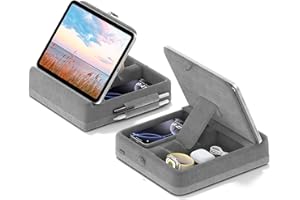 KDD Porta Tablet da Letto con Magazzino, Supporto Cuscino Tablet Pieghevole per Letto, Grembo e Scrivania, Supporto Tablet con Angolo Regolabile per iPad Pro 12.9, 10.5, Mini, Telefoni, Libri, Grigio