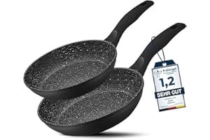 ‎DIVORY DIVORY Pfannenset 2-teilig Pfanne 24cm, 28cm Induktion – Antihaft Beschichtete große Universalpfanne für alle Herdarten - Sichere Griffe, Spülmaschinen geeignet (Griff: Schwarz)
