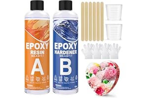 KOPOZA Epoxidharz mit Härter 960ml / 32oz, Hochglanz Epoxidharz Set - 1: 1 Verhältnis Premium Harz Kristallklares Gießharz für Schmuck, Formen, Wohnkultur, Untersetzer, Ornamente