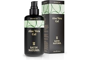 Gel Aloe Vera Bio + Acide Hyaluronique 200ml - Soins pour le Visage, Corps & Cheveux pour une Peau Hydratée et Apaisée - Apres Soleil Rafraichissant et Gel Cheveux Vegan par Satin Naturel