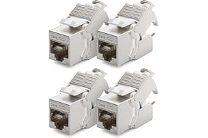 deleyCON 4x Modulo Keystone Jack CAT6a Cavo Patch Cavo di Rete Connettore Schermatura STP Presa di Rete RJ45 Patch Panel Estensione del Supporto Keystone