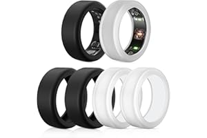 POLYJOY Lot de 6 protections de bague compatibles avec Oura Ring Gen 4/Oura Ring Gen 3/Samsung Galaxy Ring/RingConn2 et 1, en silicone anti-chute (noir x 3 + transparent, taille M pour 11-14)