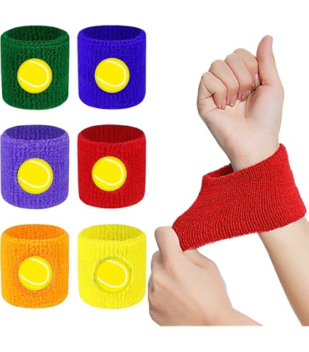 Lot De 6 Bandeaux Poignet éponge Noirs – Anti-transpiration, élastiques, Respirants – Pour Tennis, Basket, Course, Gym, Yoga