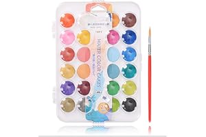 WANGCL 24 couleurs aquarelle peinture non toxique lavable avec pinceau pour débutants étudiants et artistes