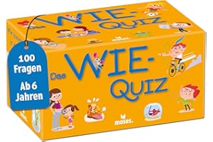 moses. Das Wie-Quiz, Kinder Wissensquiz mit 100 spannenden Wie-Fragen, Kinderquiz rund um Allgemeinwissen, Ratespiel für neugierige Kids ab 6 Jahren, Yellow