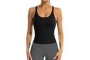 Attraco Damen Sport Tank Top Built-in BH Racerback Ärmelloses Tanktops Workout Crop Top Yoga Oberteile Sommer Fitness Tops Gym Sporttop