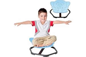 DEXQUR Autism Kids Swivel Chair, Sensory Toys Chair for Kid Spinning Sensory Carousel Chair, Wobble Chair Kids Adhd, Sit and Spin for Autistic Swivel Chairs for Kids (Light Blue)