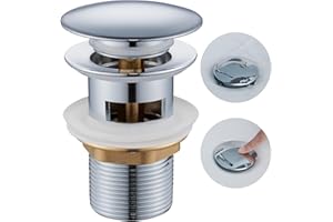 Ulytid Piletta Lavabo Bagno, Piletta Click Clack con Troppopieno, Scarico Lavabo Bagno Universal G1 1/4", Pop Up Valvola Piletta Lavandino Adatto per Sifone Bidet, Cromo Argento