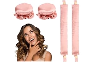 YALIYU Easy Curls, 2 Pairs Heatless Hair Curlers, Overnight Curls, Heatless Curlers Headband Short Hair, Satin Heatless Curling Set for Sleeping Overnight, Lazy Curlers Diy Hair Styling Tools (Pink)