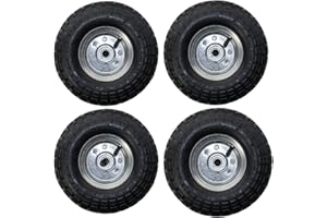 KCT 4 Pack Pneumatic Wheel 10" Replacement 4.10/3.50-4 Wheel for Garden Carts, Trailers and Sack Barrows