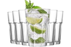 TRESV Set de 6 Vasos de Cristal Agua, Vasos de Cristal Transparente de 365 ml,Aptos para Lavavajillas (365 ml Transparente)