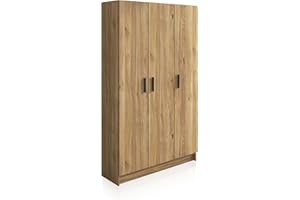 duehome | Armario Multiusos, 3 Puertas, Modelo Multi Useful, Acabado en Color Roble Alpine, Medidas: 108 cm (Ancho) x 180 cm (Alto) x 34,4 cm (Fondo)