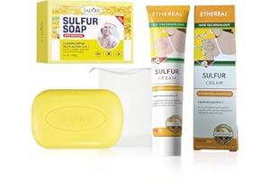 OURDORT Schwefelseife, Schwefel salbe, Schwefel Seife mit einem Schaumnetz, Naturseife, Schwefel-Formel Mit Tiefenreinigung Für Sensible Haut, Geeignet für den ganzen Körper