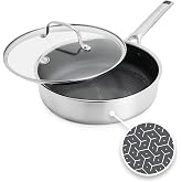GreenPan Hybrid Nonstick Stainless Steel Frying Pan with Glass Lid, 24 cm, APEX Tri-Ply Thermobond Non-PFAS, Induction Safe,