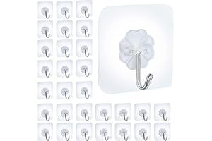 WDJLNZB 30 Pièce Crochets Transparents Autocollants, Crochet Adhésif Transparent, Crochet Adhésif, Accroche Torchon Cuisine, Auto-Adhésif Crochet pour Mural Porte de Salle Cuisine Porte Mural (30pcs)