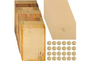 SOLINOREX 24 feuilles de papier à lettres vintage, à lettres avec enveloppes, à lettres vintage avec enveloppes, 24 enveloppes en papier, pour anniversaire mariage invitation cartes