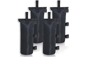 MASTERCANOPY Set of 4 Gazebo Sand Weights SandBags with Pothook for Pop Up Portable Folding Canopy, (Small, Black, Up to 31KG IN TOTAL)