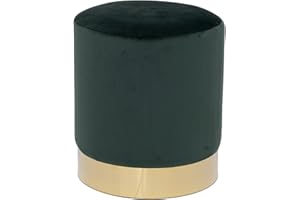 moorg Pouf Velluto Rotondo Color Verde Scuro, Puffo per Sedersi Moderno, Sgabello Poggiapiedi 37x32 cm