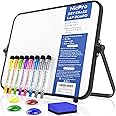 Nicpro Dry Erase Small Whiteboard A4 with Non-Slip Stand, 21 x 30 cm Double Sided Magnetic Desktop White Board with 8 Pens, Eraser, Magnet, Portable Writing Easel for Kid Drawing Student Classroom Use