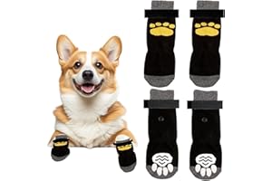 OHLING Calcetines Antideslizantes para Perros, Protector de Patas con Correas Ajustables para Pisos De Madera Control de Tracción para Perros Pequeños Medianos y Grandes para Evitar Lamer Herida