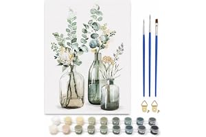 LOITTAINUE Måla efter siffror vuxen blomma gör-det-själv oljemålning duk set med 3 penslar och akrylpigment för kvinnor hemin