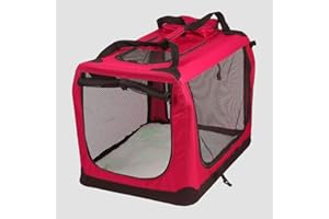Petbarn Portable Soft Fabric Pet Carrier Folding Dog Cat Puppy Travel Transport Bag (Medium, Red)
