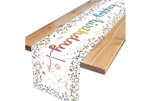 ALEGRE® Happy Birthday bieżnik na stół, na urodziny, dla dziewcząt i chłopców, dekoracja stołu Happy Birthday, dekoracja stołu dla kobiet i mężczyzn, na urodziny, imprezę (33 x 183 cm)