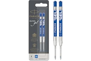 Parker recambio para bolígrafo de tinta de gel y punta mediana, azul, paquete de 2