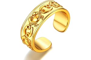FaithHeart Astrología Anillo Horóscopo Doce Constelaciones para Hombres Mujeres Anillo Abierto Latón para Dedos Joyería Zodiáco de Cumpleaños