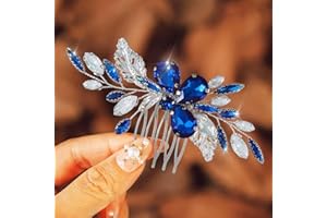IYOU Peigne à cheveux pour Mariée Strass Bleu Accessoires pour Cheveux pour Bal de fin D'année Mariage