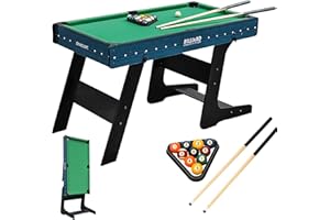 DE VES SPORT DEVESSPORT Mesa de Billar Plegable para Niños y Principiantes | Montaje Fácil, Troneras de Caída, Tacos y Juego Completo de Accesorios Incluidos