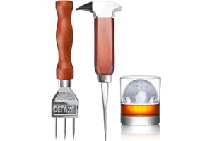 SUPROBARWARE Lot de pics à glace en acier inoxydable de 5 à 18 cm et 17 cm avec poignée en bois, style japonais, idéal pour les bars et la maison