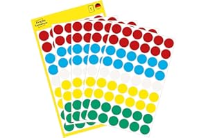‎AVERY ZWECKFORM AVERY Zweckform 3088 Self-Adhesive Marking Dots, Pack of 270 (Diameter 12 mm, Adhesive Dots on 5 Sheets, Dot Stickers for Colour Coding, Round Stickers for Calendars, Planners and Crafts, Paper)