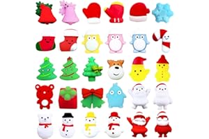 POPOYU 30 pezzi Natale Antistress Assortiti Squishy,Squeeze Toys Squishy Giocattoli per Bambini,Kawaii Mini Mochi Natale da Spremere Squishies per Bambini Regalini Festa Invitati Compleanno