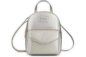 Aomiduo Rucksack Damen kleine Umhängetasche Reise Umhängetaschen Handtasche Brieftasche Leder Schulranzen Schultasche Tagesrucksack Geschenke für Mädchen Silber