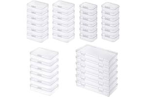 GOODMA 36 Stück gemischte Größen rechteckige leere Mini-Organizer-Aufbewahrungsbox-Behälter mit Klappdeckel für kleine Gegenstände und andere Bastelprojekte (Transparent)