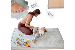 ‎BABYBEFUN BabybeFun Krabbelmatte Baby - kuschelig weich - 3cm Dicke Spielmatte - schützt vor Stößen - Teppich Kinderzimmer 150x150cm - rutschfeste Schaumstoffmatte - Spielteppich Kinder - Krabbeldecke warm