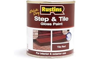 RUSTINS Quick Dry Step and Tile Paint, Red, 500 ml – Hard-Wearing Floor Coating for Concrete, Stone & Brick – Durable, Slip-Resistant Finish for Indoor & Outdoor Use – Available in Red & Black