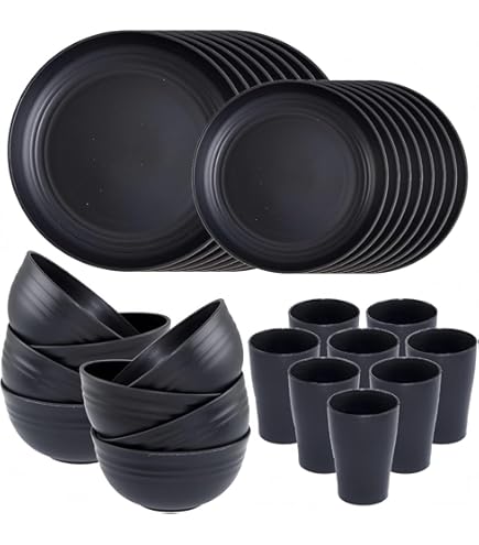 16-teiliges Plastikgeschirr-Set Für 4 Personen – Unzerbrechlich, Stapelbar & Perfekt Für Camping