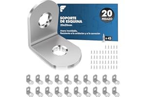 angulos metalicos Shinfly, 20 piezas 20 x 20 mm, escuadras metalicas de 90 grados con 45 piezas de tornillos, soportes en L de ángulo para muebles, sillas, mesas, ventanas,