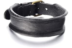 COOLSTEELANDBEYOND Unikalna czarna skórzana bransoletka dla mężczyzn chłopców prawdziwa czarna skórzana bransoletka z zapięciem na klamrę