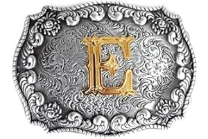 LKMY Herren-Gürtelschnallen, englischer Buchstabe in 3D, Westernstil, Cowboy-Alphabet, Initiale, Gürtelschnallen für Herren