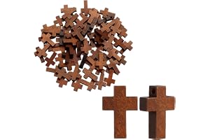 msymsyu Träkors 60 st kors liten 21 x 14 x 5 mm kaffe/svart/krämvitt träkors hänge med 1,5 mm hål för religiösa ceremonier va