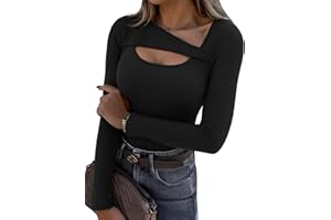Aottori Camiseta Manga Corta Mujer Cuello Redondo Básica Tops T-Shirt Elegante Camisetas de Punto Acanalado Ligero Casual Túnica