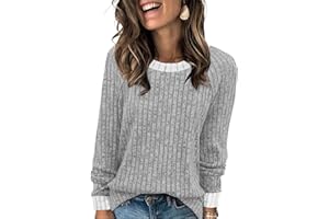 WIHOLL Long Sleeve Tops Women Lightweight Jumpers Ladies Color Block Sweatshirts Casual Womens Tops